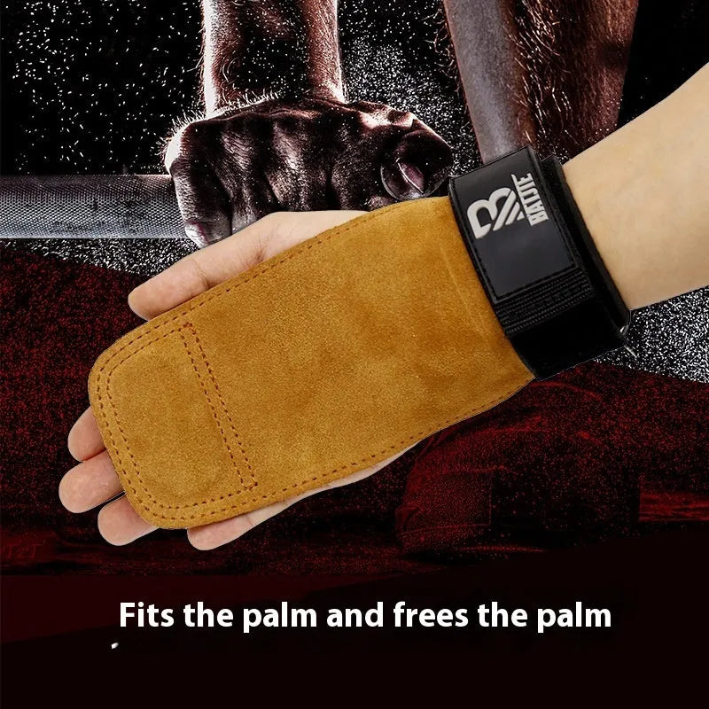 Brown fitness wrist protector bands for horizontal bar pull-ups and push exercises