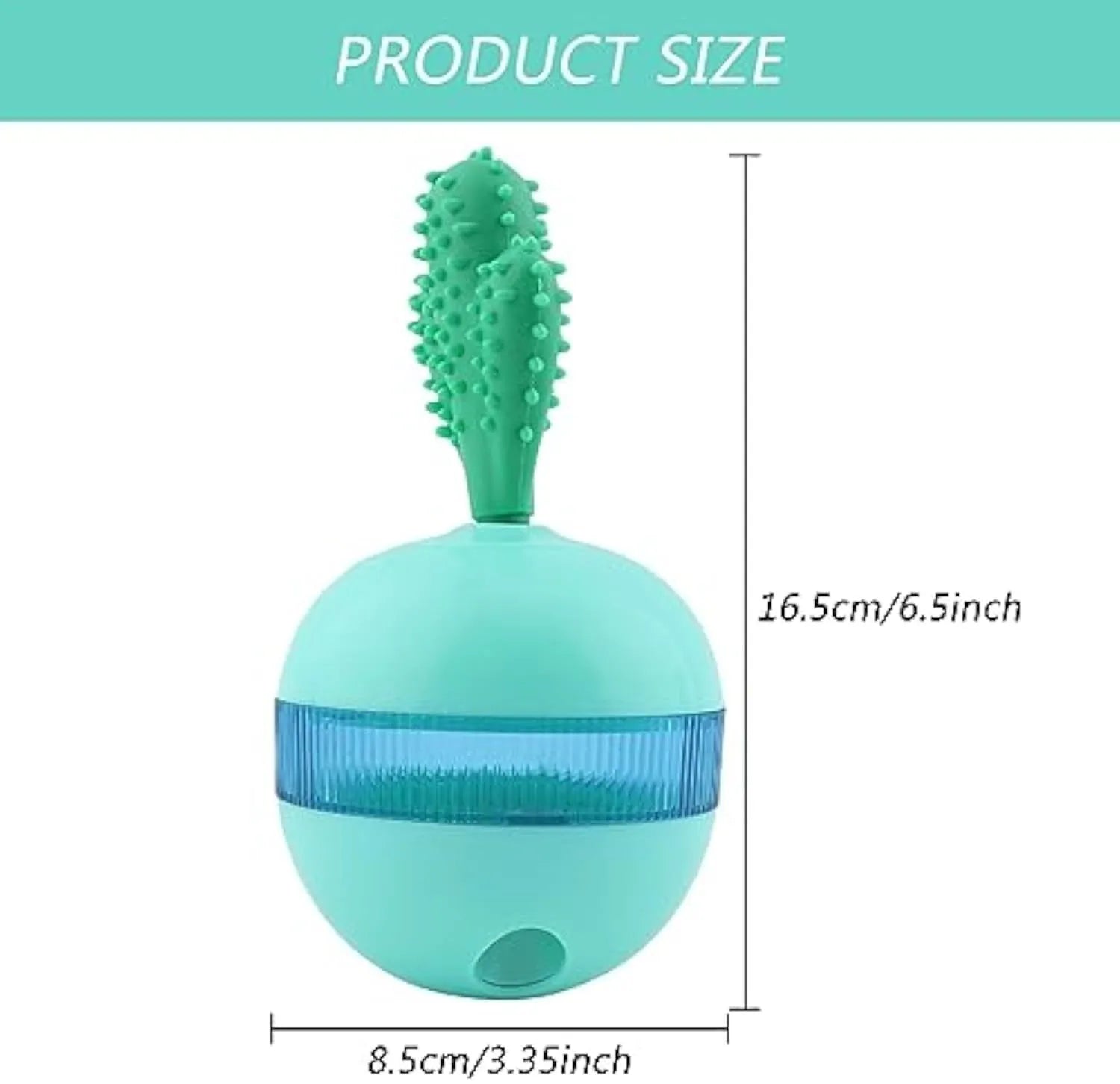 Blue and green durable rubber treat dispensing dog ball for medium and large dogs