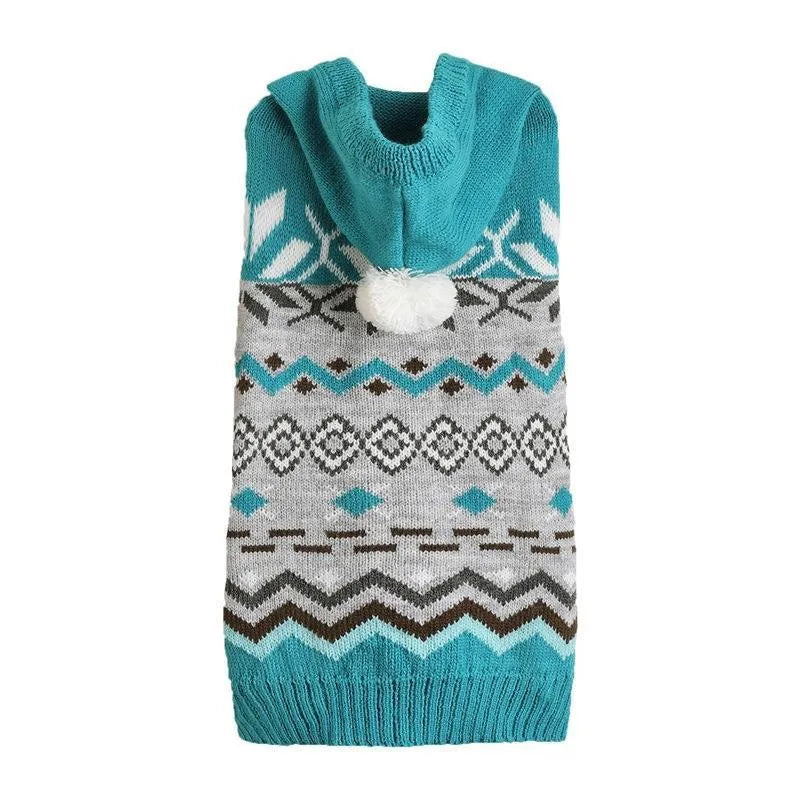 Diamond pattern acrylic pet sweater for dogs and cats in blue colour