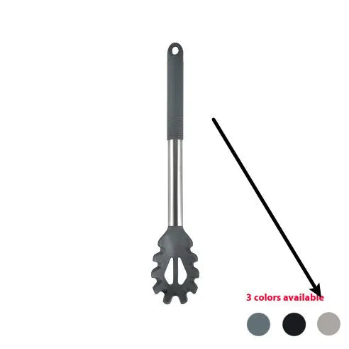12-piece silicone kitchenware set with rotating storage bucket in black, including spatula, spoons and cooking utensils