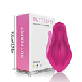 Rose red wearable female massager with butterfly design and smartphone app control