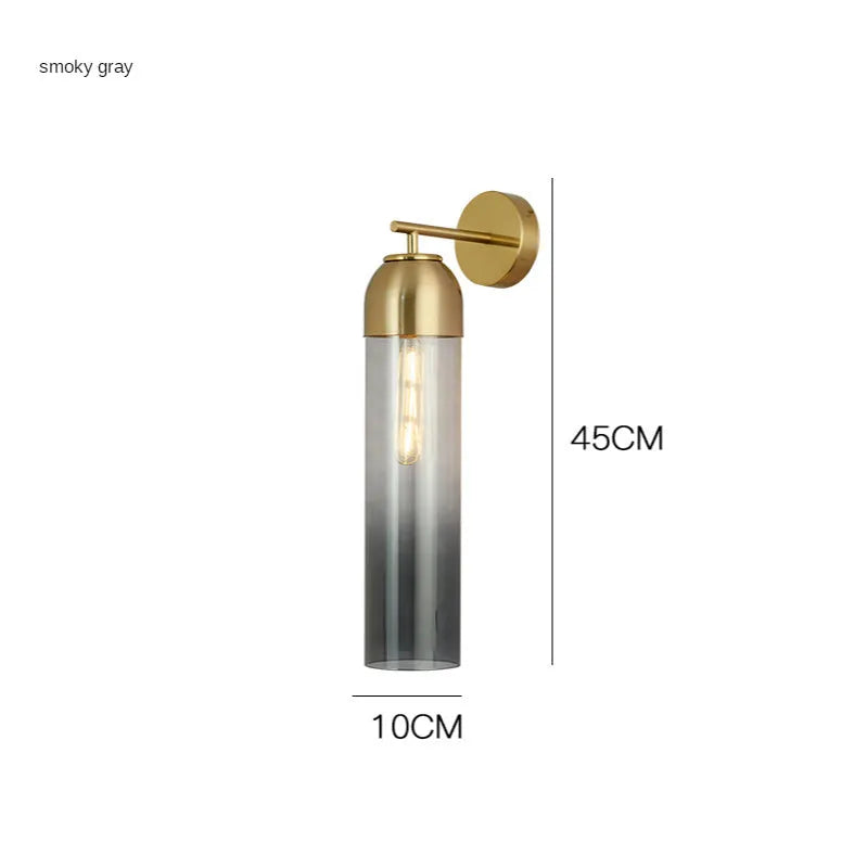 Nordic modern minimalist glass wall lamp with 450mm dimensions and E27 holder in living room setting
