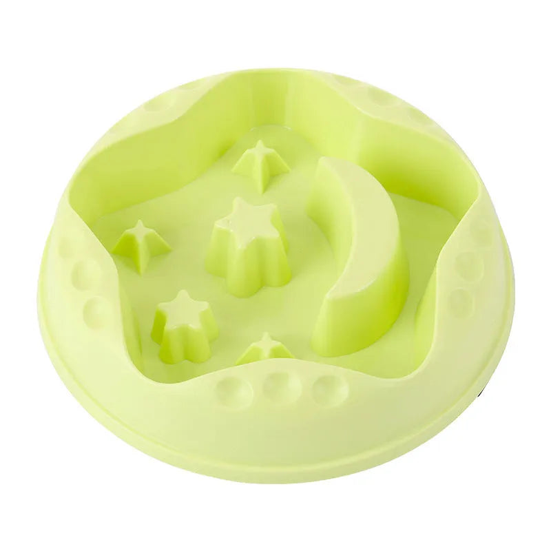 Blue Moon Star Wings slow feeder dog bowl showing raised centre with cut-outs and wide outer food channel.