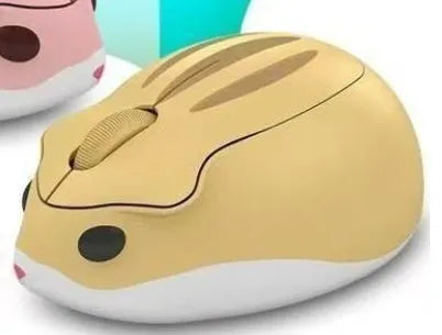 Hamster wireless Bluetooth silent mouse in yellow, pink, or grey colours showing compact design
