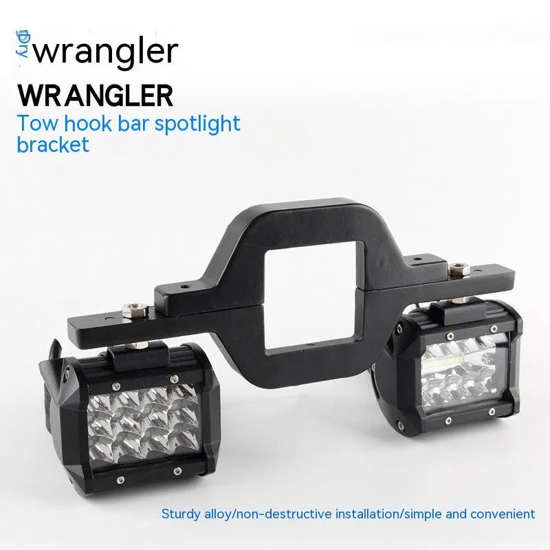 Black aluminium alloy reversing light bracket for Jeep Wrangler vehicles with pre-drilled mounting holes