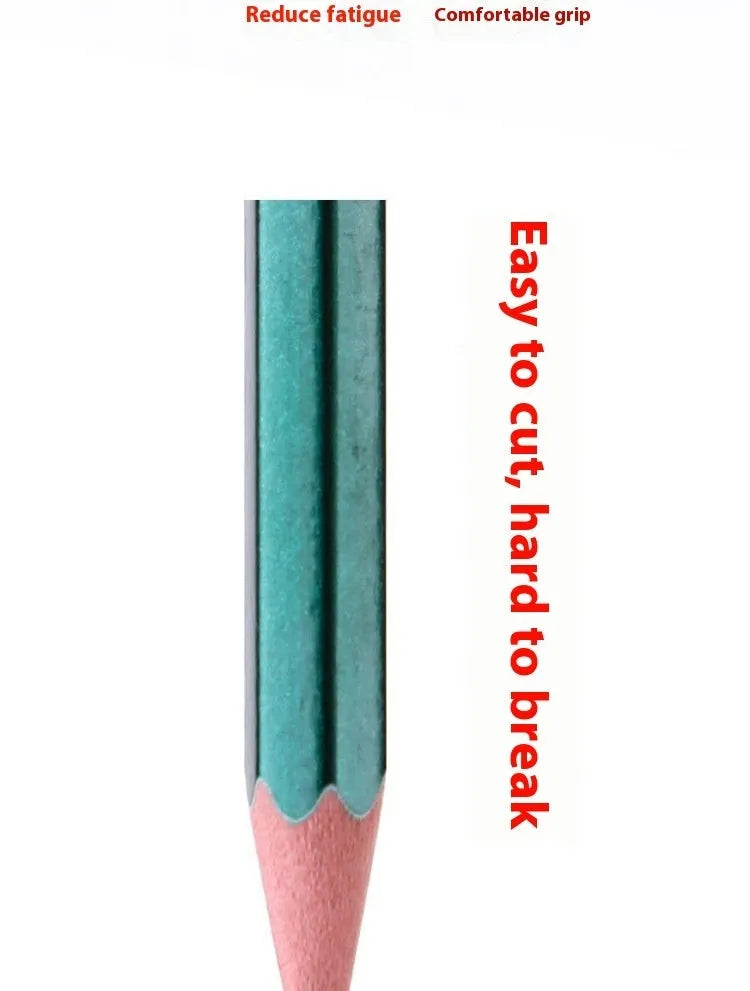 Box of ten green hexagonal wooden pencils with HB and 2B graphite grades for sketching.