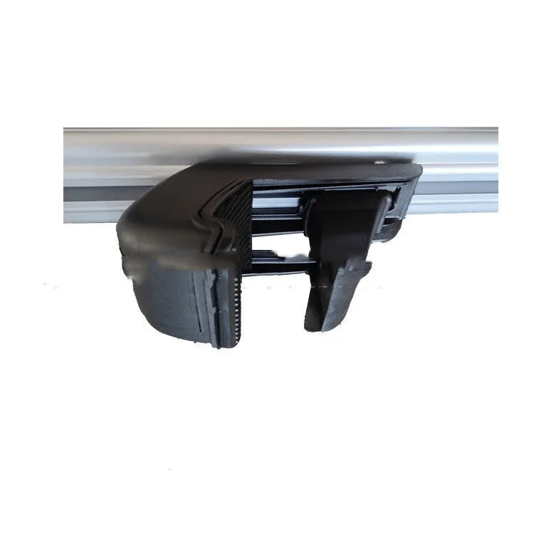 Alloy roof rack crossbars for a General Motors SUV, shown with adjustable length and mounting hardware.
