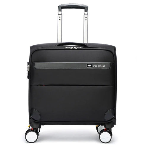 Black 18 inch Oxford cloth business suitcase with universal wheels and retractable handle