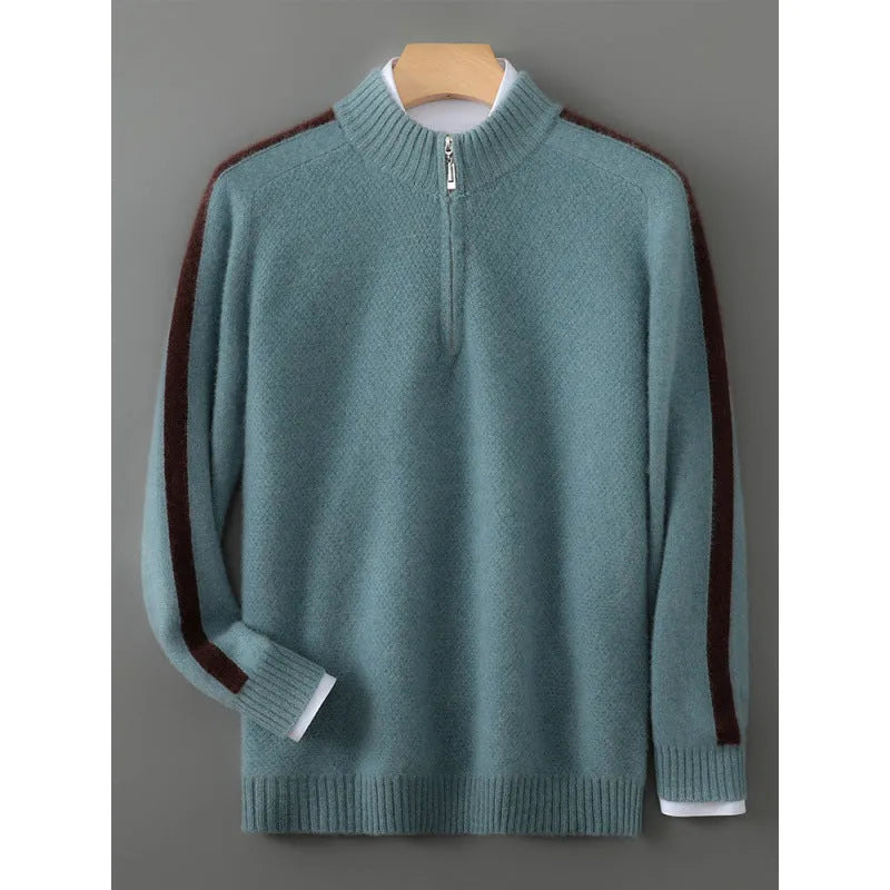 Sheep wool half-zip pullover sweater in slim fit available in multiple colours and plus sizes