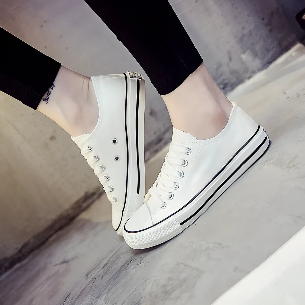 Women's solid colour canvas casual shoes available in multiple sizes