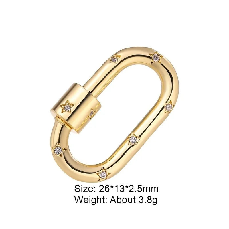 Copper climbing buckle with gold electroplating and micro-inlaid zircon heart design