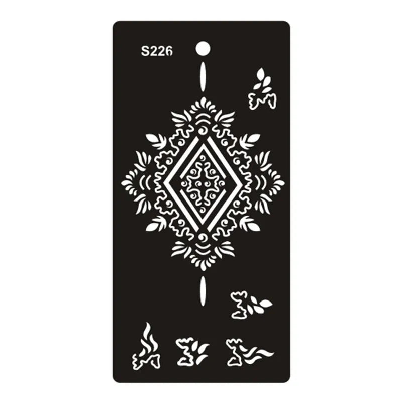 Geometric hollow tattoo template stickers on water transfer paper in multiple colours