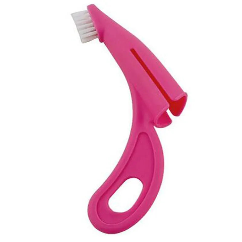 Soft silicone pet finger toothbrush in red or white for dog and cat dental cleaning