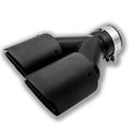 Black carbon fibre car exhaust pipe with double outlet silencer and 250mm tail nozzle