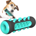 Natural rubber dog toothbrush chew toy in blue, showing textured surface for dental cleaning