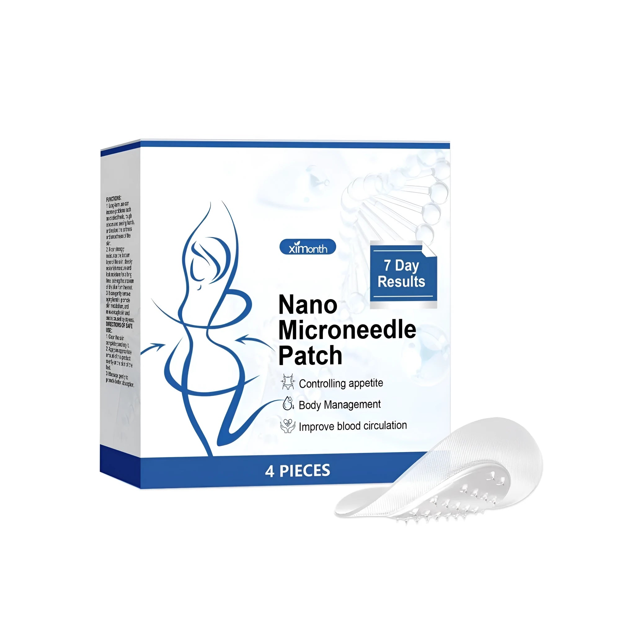 Four nano microneedle body shaping patches for skin contouring and firming.
