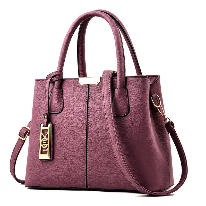 Soft PU large capacity square shoulder bag for women in a selection of colours including plaid.