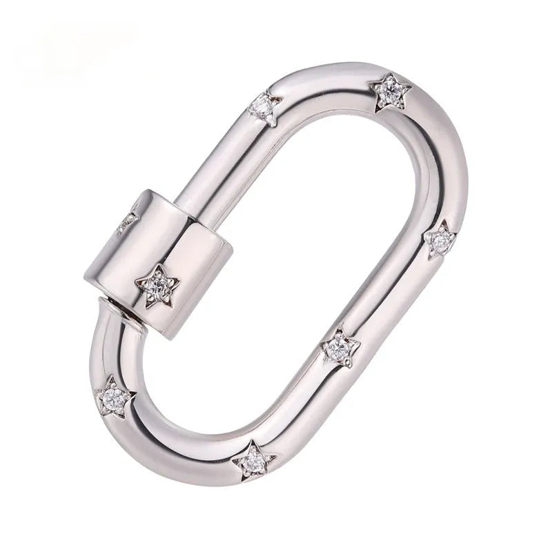 Copper climbing buckle with gold electroplating and micro-inlaid zircon heart design