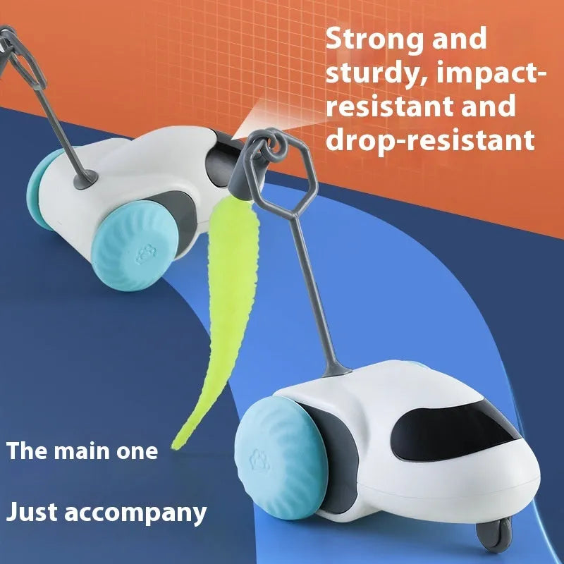 Light Grey Blue gravity smart running car electric toy for cats with Type-C charging cable