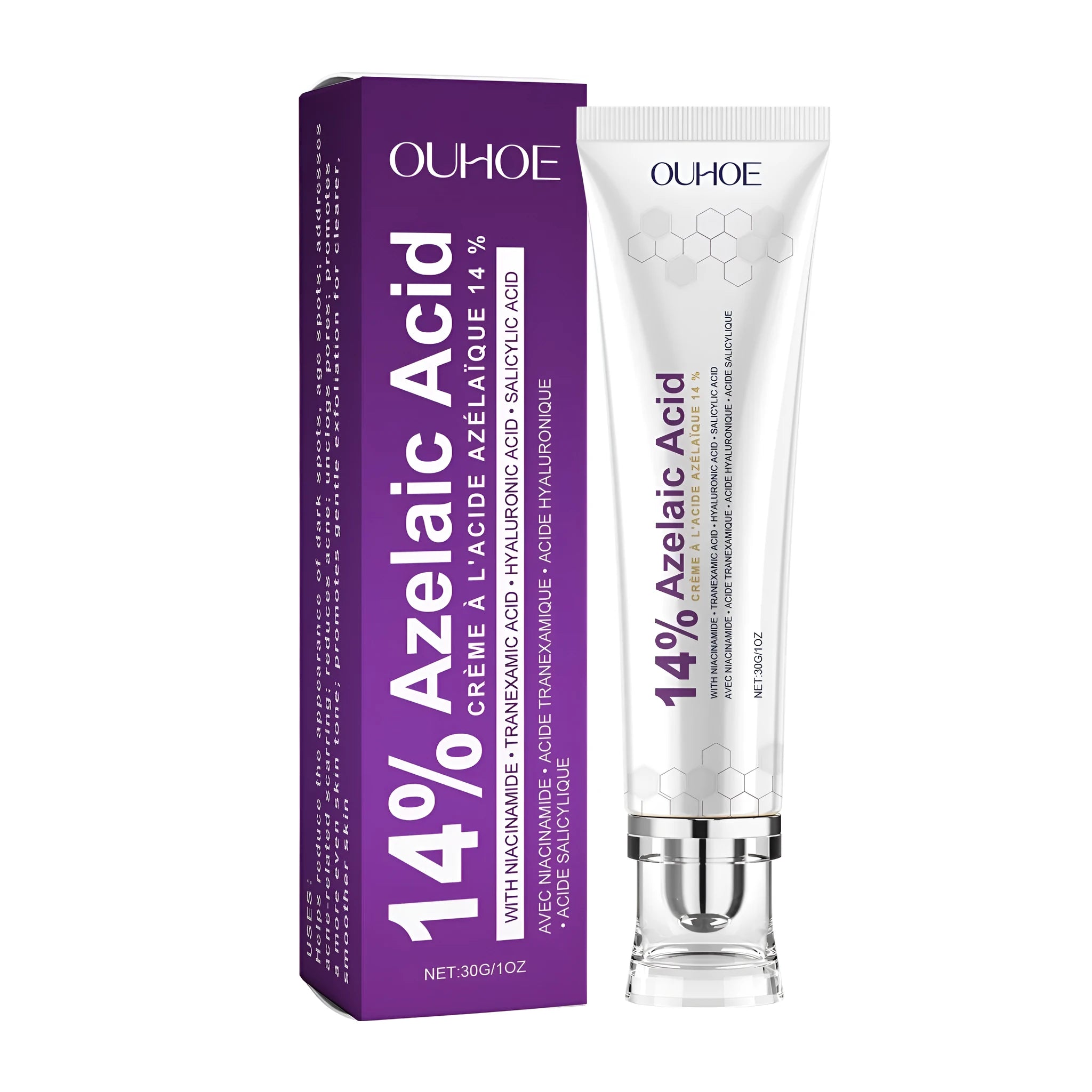 30g container of nicotinamide face cream with hyaluronic acid and salicylic acid