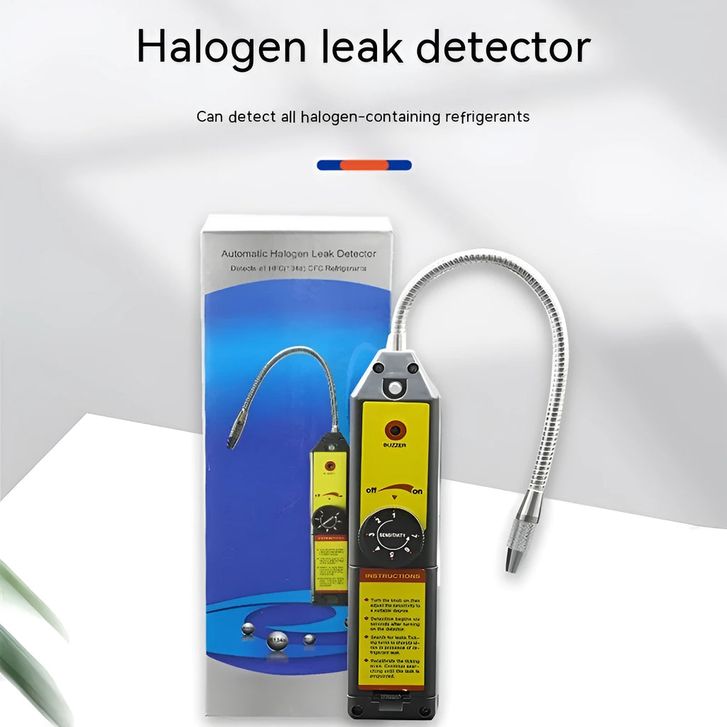 WJL-6000 handheld halogen leak detector with extended 20cm probe for automotive refrigerant system testing.