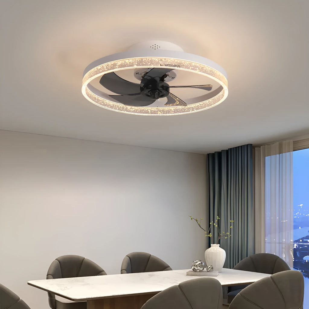 Nordic-style ceiling fan lamp with remote control, 50cm diameter in coffee gold finish