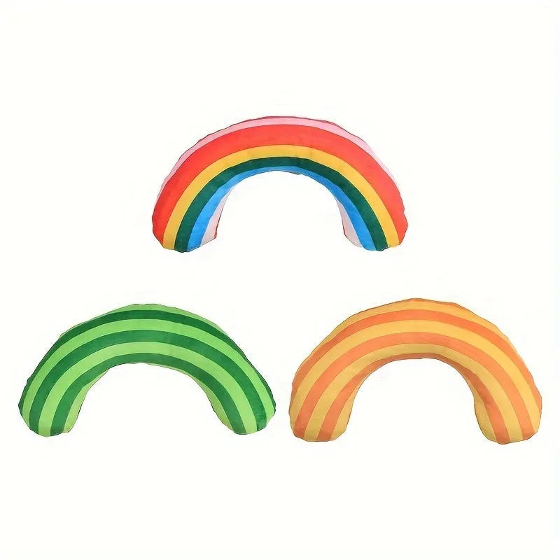 Striped pattern cat pillow toys with noise-making features and built-in catnip in three colour options