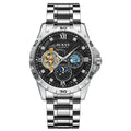 Automatic mechanical men's watch with luminous hands and waterproof case in rose gold black starry sky face option