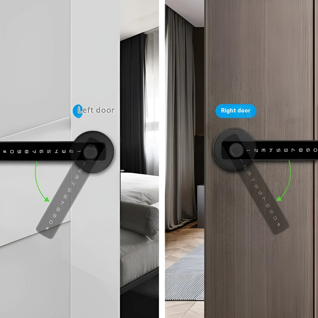 Black spherical card smart door lock for wooden indoor doors with fingerprint and password entry
