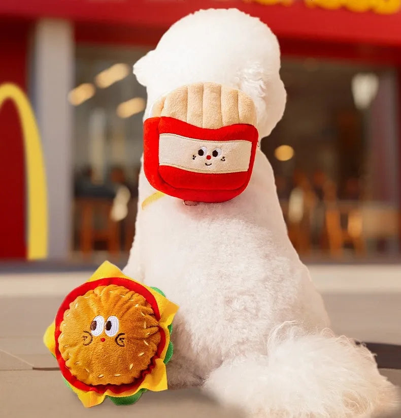 Cartoon hamburger chips design adjustable vest leash for cats and dogs with escape-proof construction