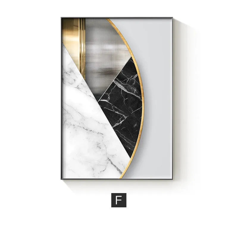 Abstract geometric pattern canvas painting wall art in modern style