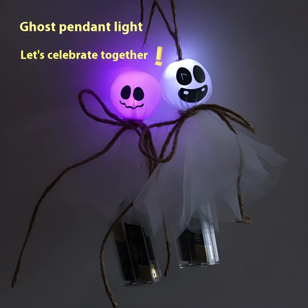 LED Halloween lantern chain with colourful ghost lights powered by battery box