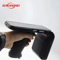 SLP-05 handheld Android UHF RFID reader and scanner unit on a warehouse shelf.