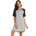 Women's double brushed milk silk nightdress with colour contrast patchwork sleeves in available sizes