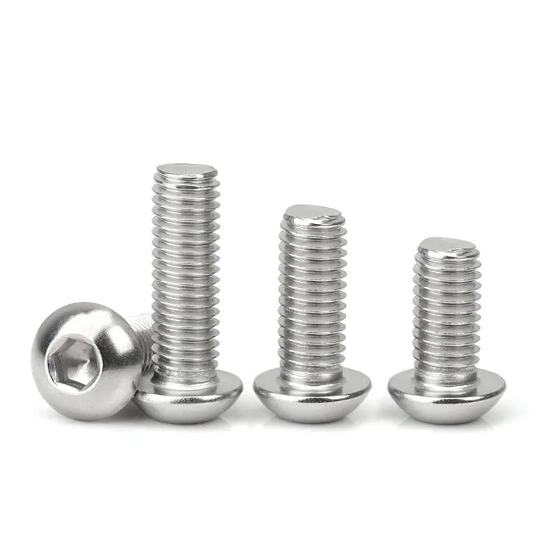 Stainless steel half round head hex socket screw with 16mm length and 5.7mm head dimension