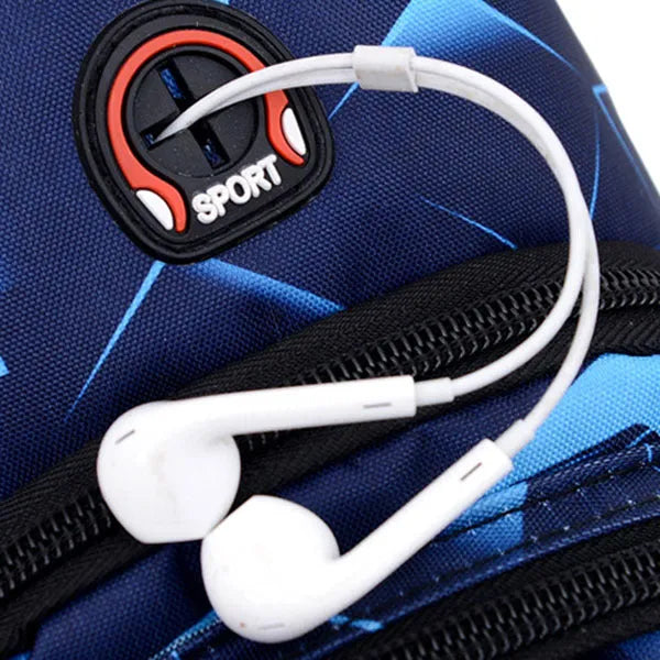 Men's crossbody sling bag with earphone hole in Oxford cloth with zip pockets