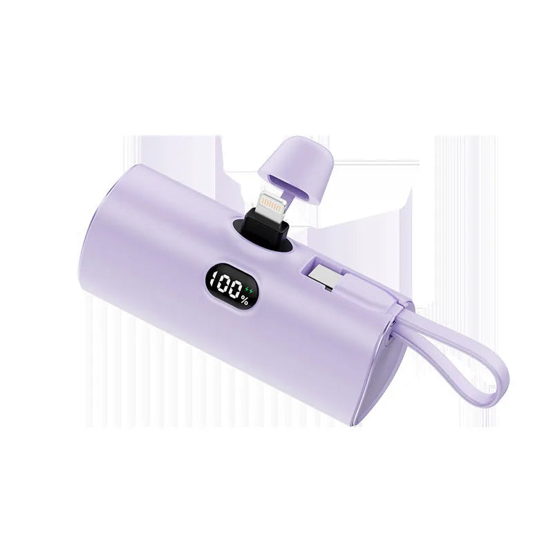 Wireless pocket power bank with digital display and built-in plug in multiple colours