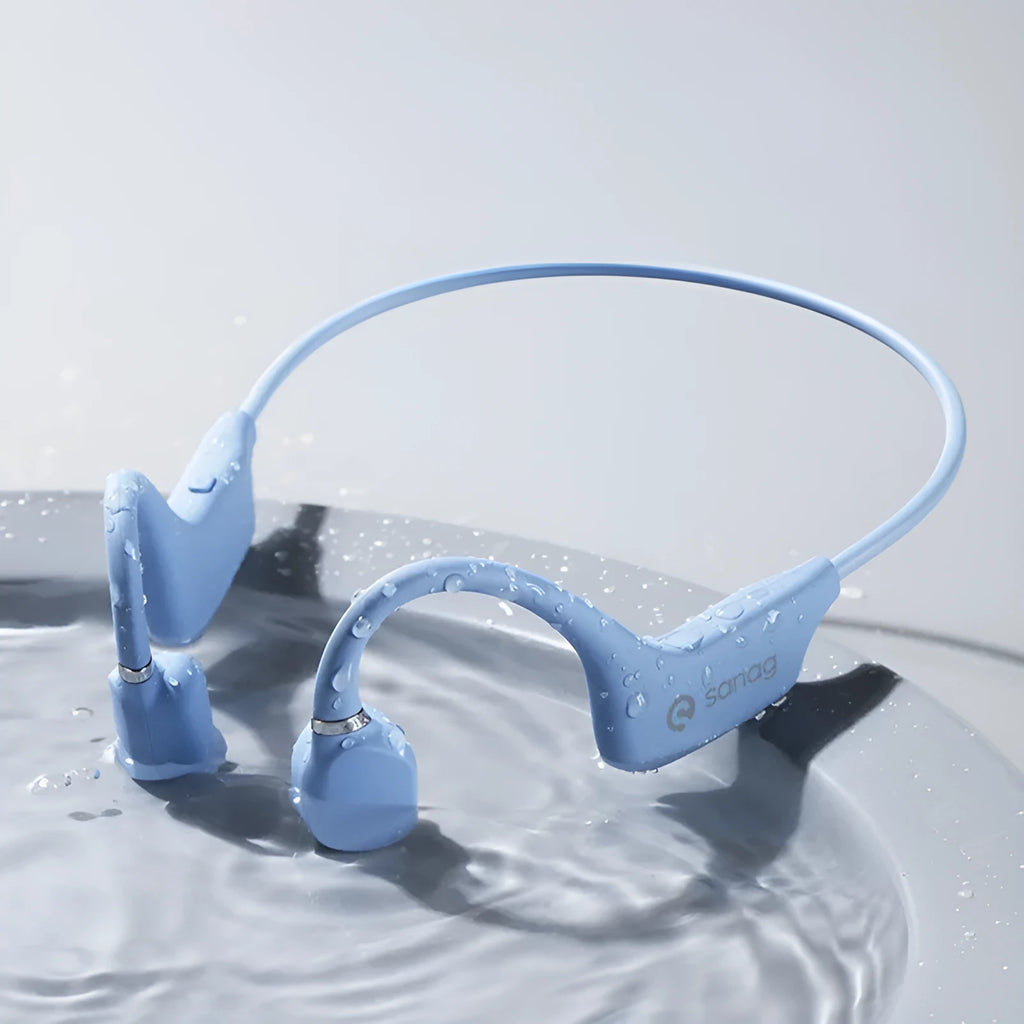Wireless bone conduction headphones with hanging neck design in multiple colours for sports use