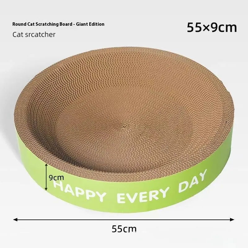 Green round cat scratching board nest with a 50 cm diameter, showing an enclosed bed design.