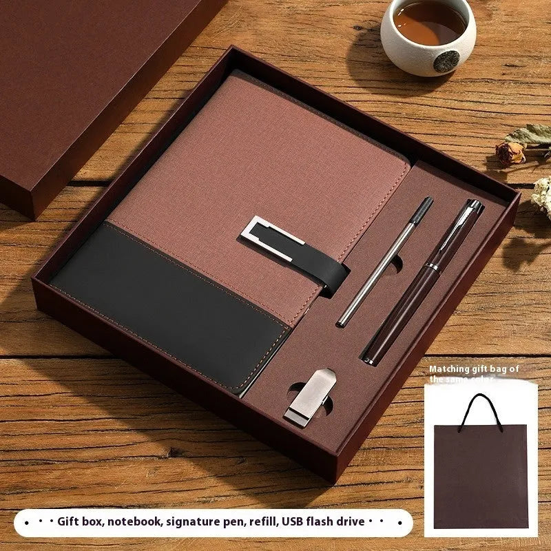 Genuine leather A5 business notebook with wood-free paper pages in multiple colour options including brown, black, green, blue, and red