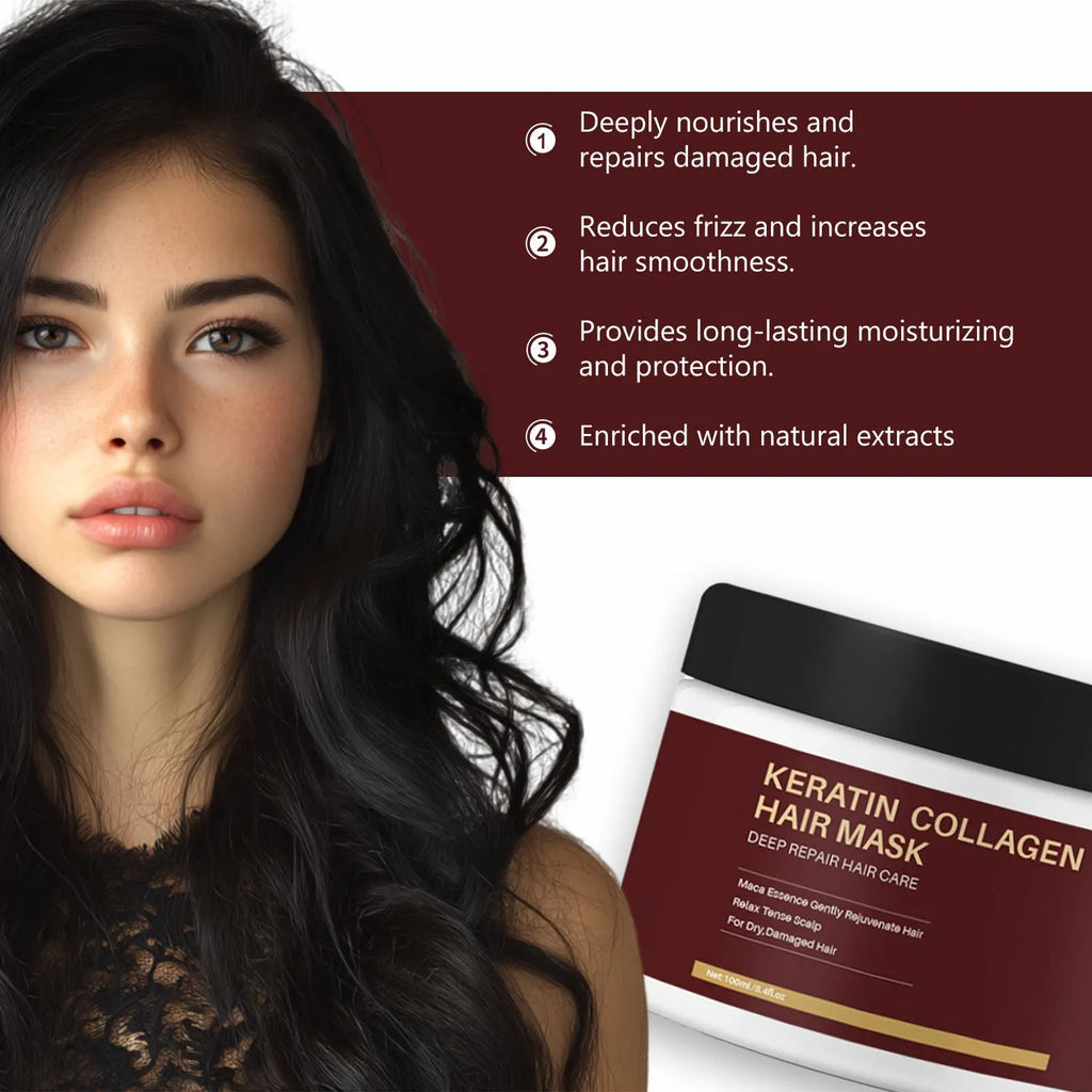100ml collagen hair mask container for moisturising and repairing dry, brittle hair treatment