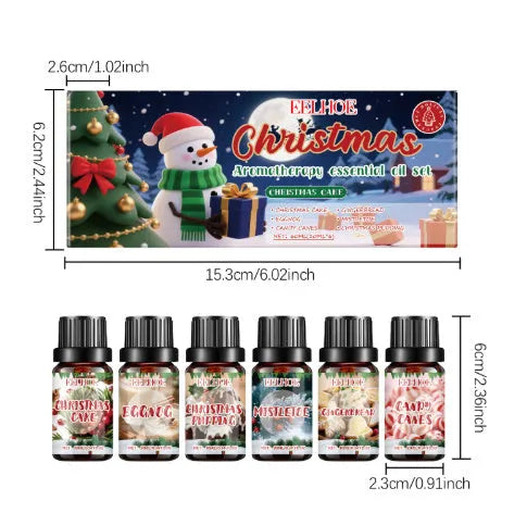 Christmas aromatherapy oil set with six 60ml bottles for home diffusers