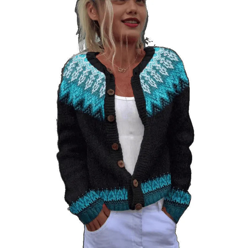 Yellow knitted cardigan coat featuring a digitally printed 3D pattern, open front, and regular sleeves.