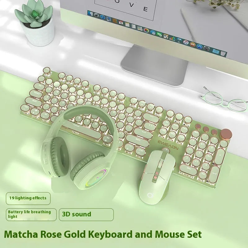 Matcha colour 87-key mechanical gaming keyboard with white backlight and multifunctional knob on aluminium alloy body