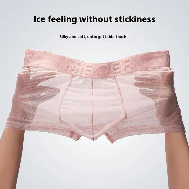 Men's thin breathable boxer shorts in solid colours with quick-drying polyester fabric