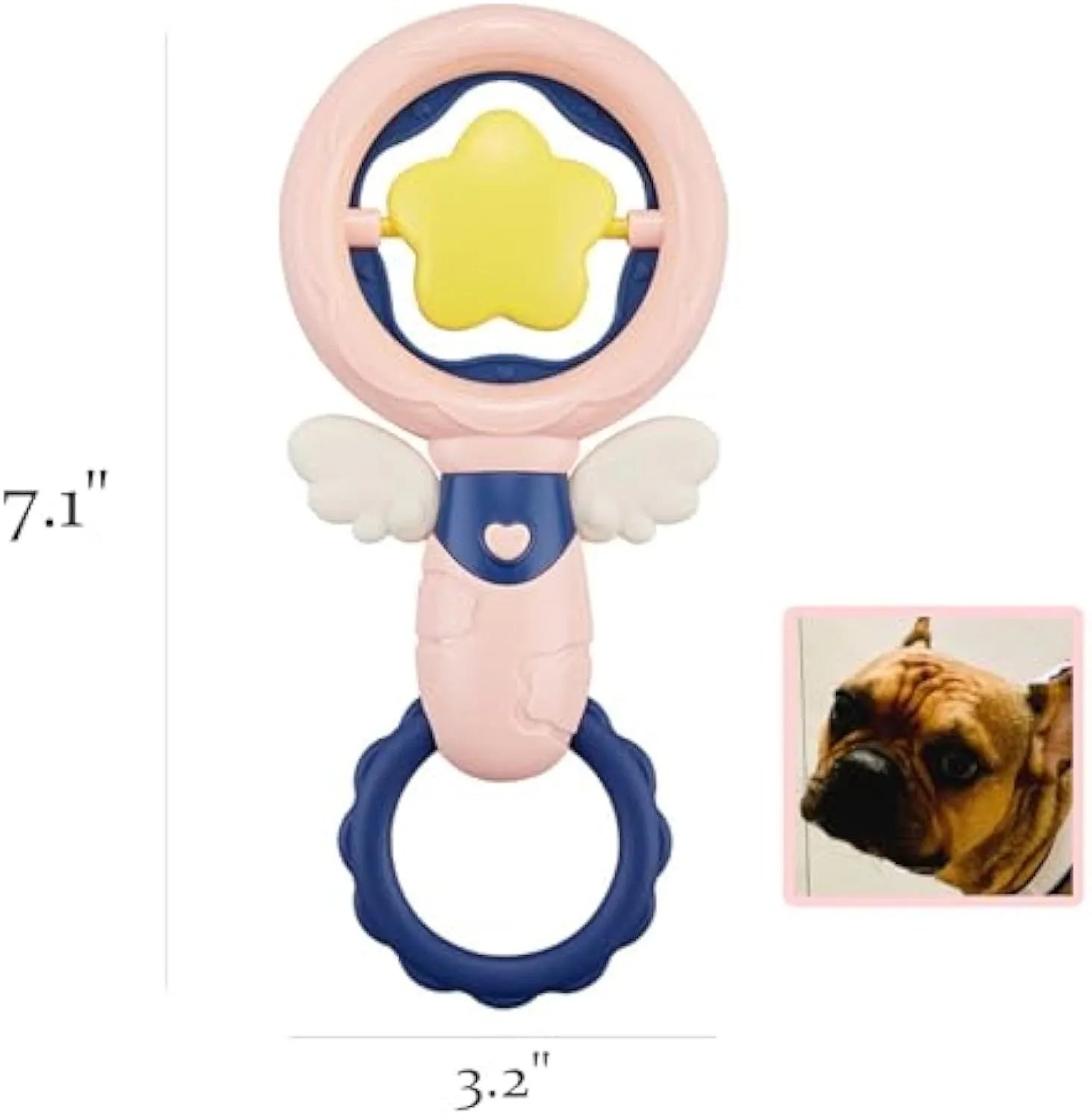 Pink interactive dog chew toy set with squeaky, dental and large breed toys on white background.