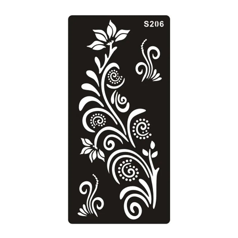 Geometric hollow tattoo template stickers on water transfer paper in multiple colours