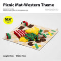 Garden Camping themed fabric dog sniffing mat for hiding treats as a puzzle activity.