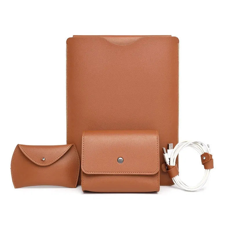 Set of four coloured imitation leather laptop covers with lock-edge design for MacBook Pro.