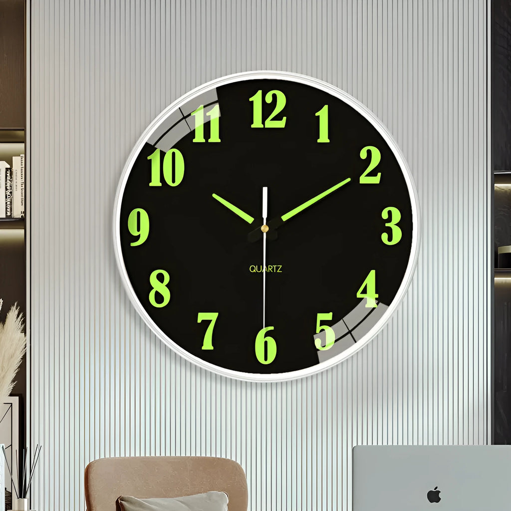 8 inch luminous wall clock with modern design in plastic construction